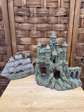 Decorative Castle and Pirate Ship Aquarium Ornament